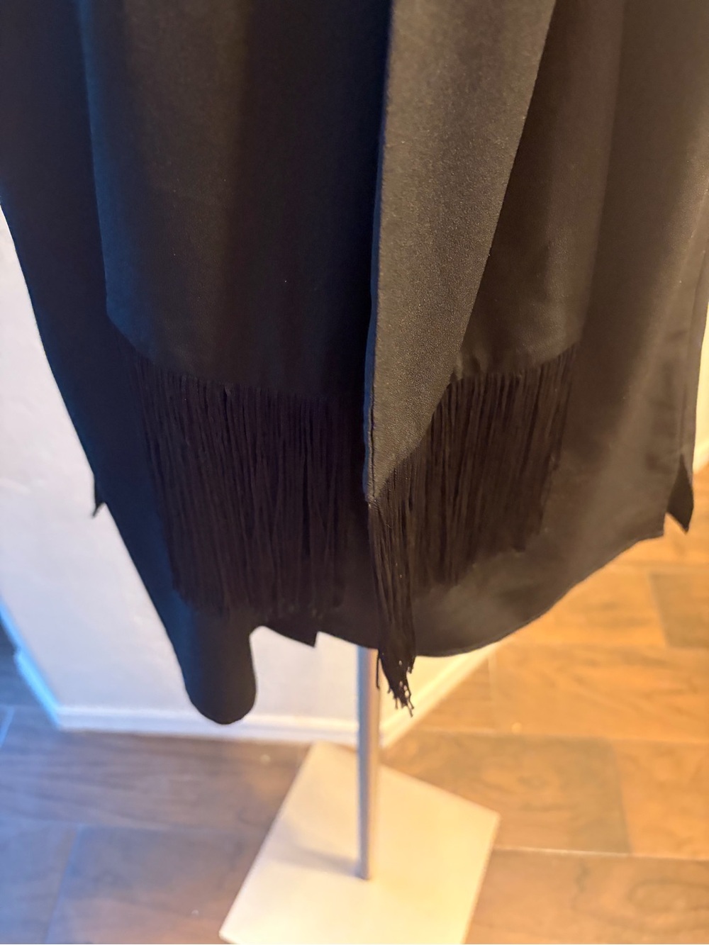 CAbi Black Sleeveless Tie-Neck Blouse with Fringe Scarf - Picture 3 of 5